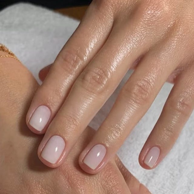 Sheer Milky Pink Short Square Nails Sheer Milky Pink Short Square Nails — Classy Nail Shapes