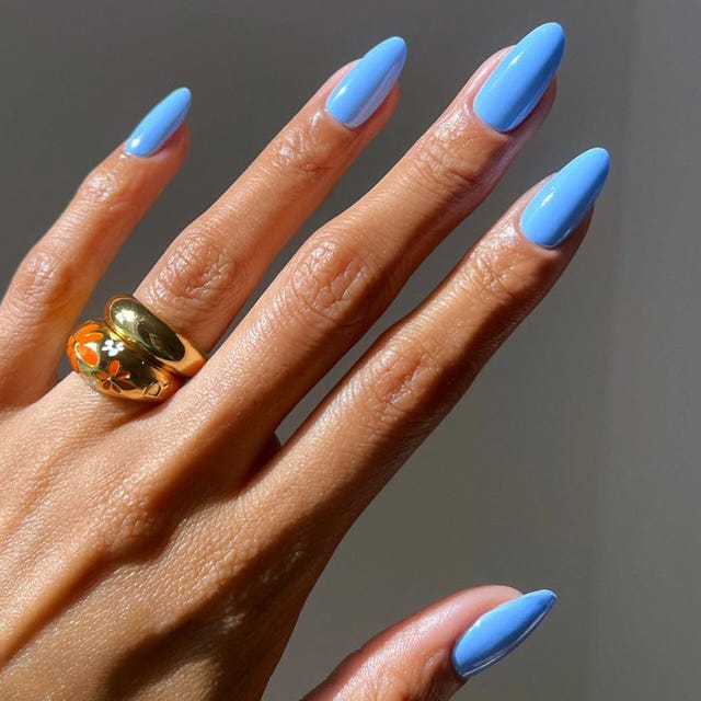 Vibrant Bright Blue Almond Nails Vibrant Bright Blue Almond Nails — Classy Nail Shapes