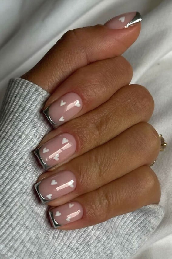 Nude Short Soft Square Dot Accent Nails Nude Short Soft Square Dot Accent Nails — Classy Nail Shapes