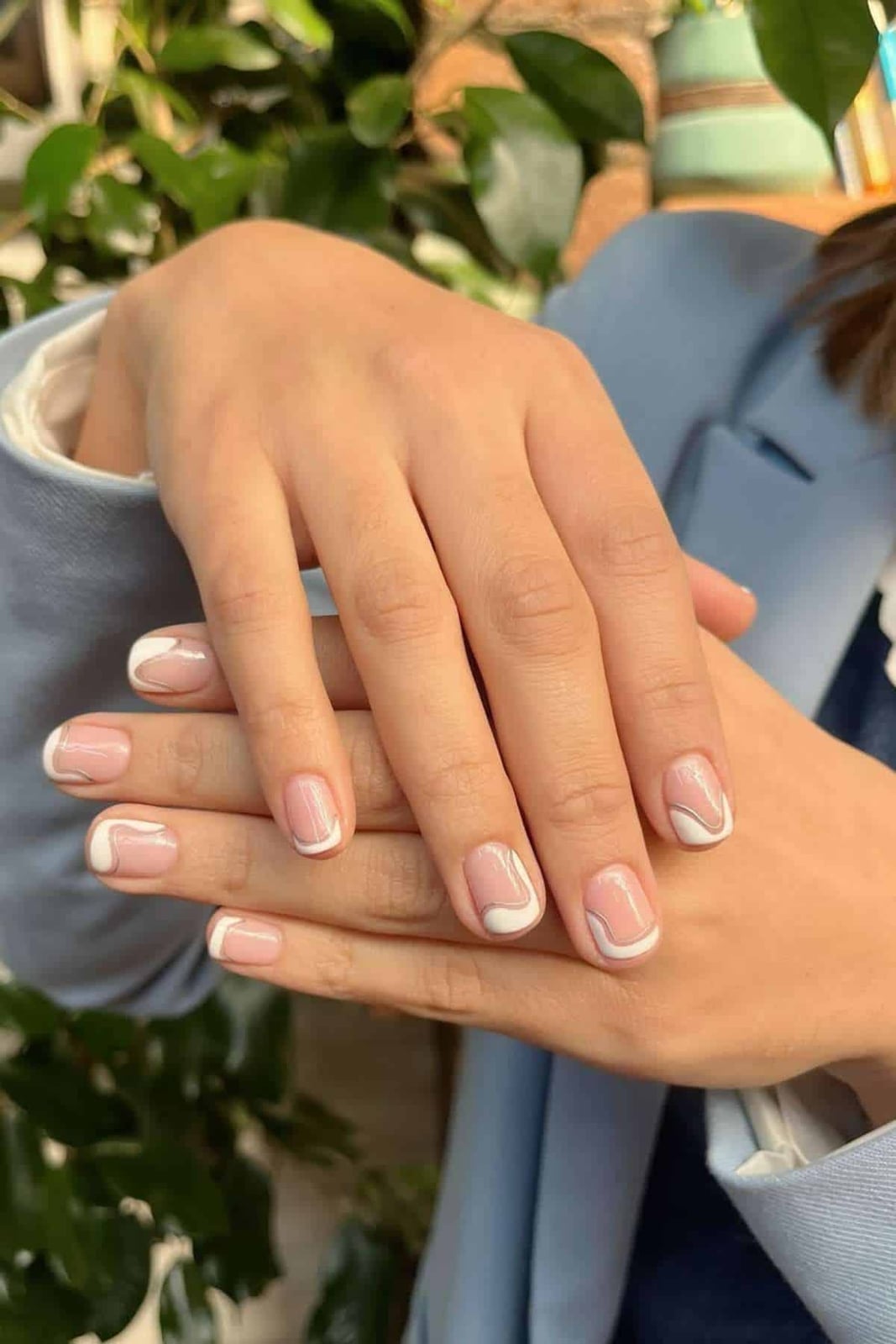Abstract French Tips Short Square Nails Abstract French Tips Short Square Nails — Classy Nail Shapes