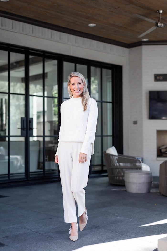Ribbed Knit Sweater With Wide Leg Trousers Ribbed Knit Sweater With Wide Leg Trousers — Classy Neutral Outfits