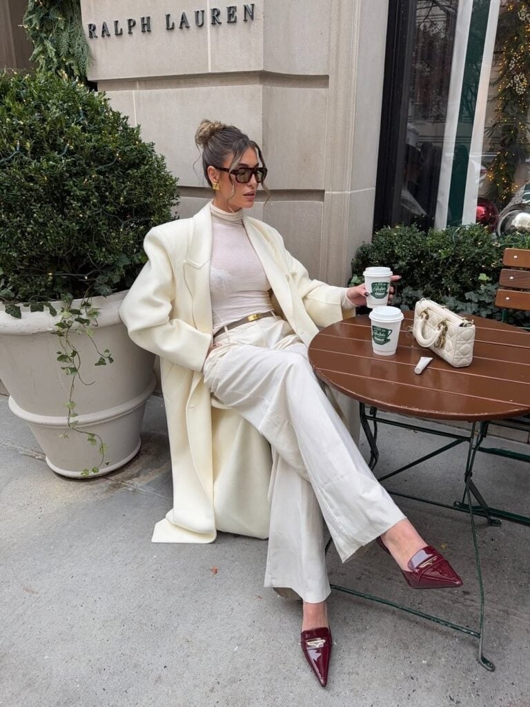 Oversized Cream Blazer with Wide-Leg Trousers Oversized Cream Blazer with Wide-Leg Trousers — Classy New York Outfits