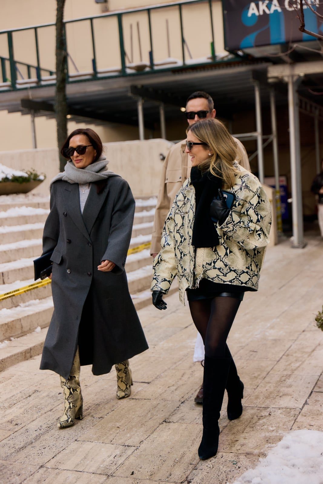 Grey Wool Coat with Snakeskin Print Boots Grey Wool Coat with Snakeskin Print Boots — Classy New York Outfits