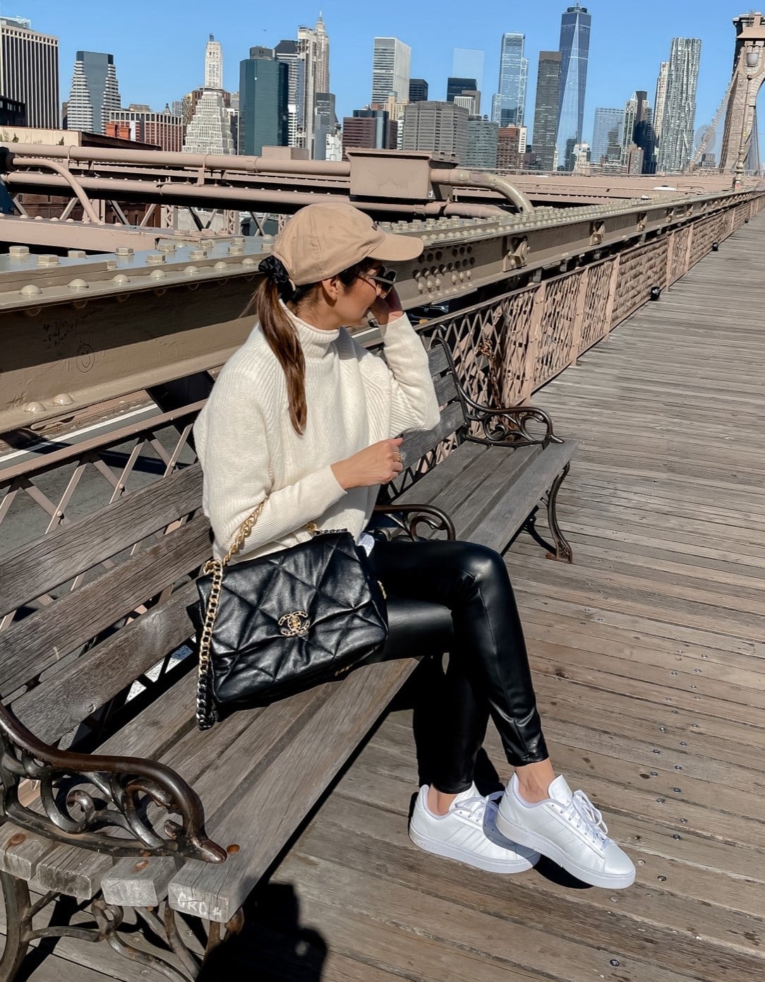 Cream Turtleneck with Black Leather Pants Cream Turtleneck with Black Leather Pants — Classy New York Outfits
