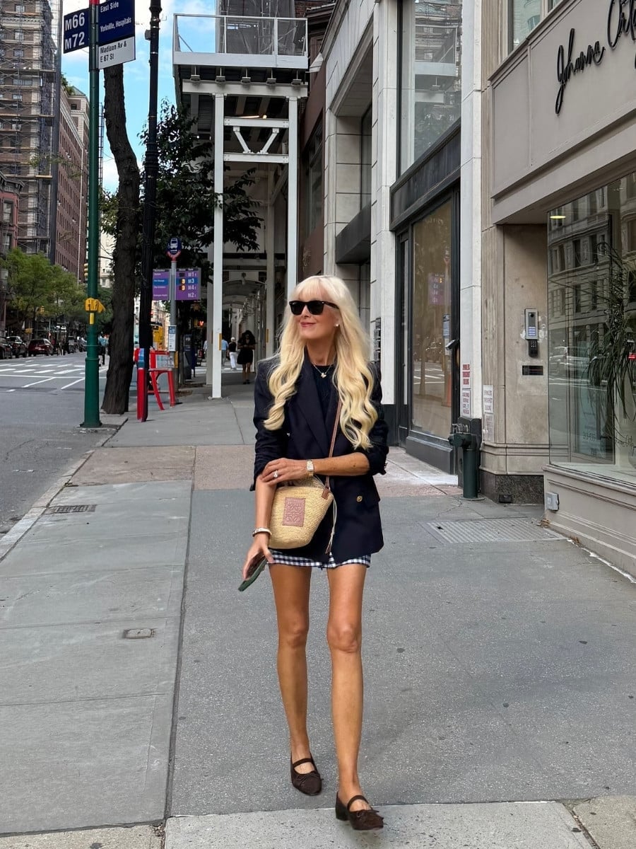 Oversized Navy Blazer With Mini Skirt — Classy New York Style