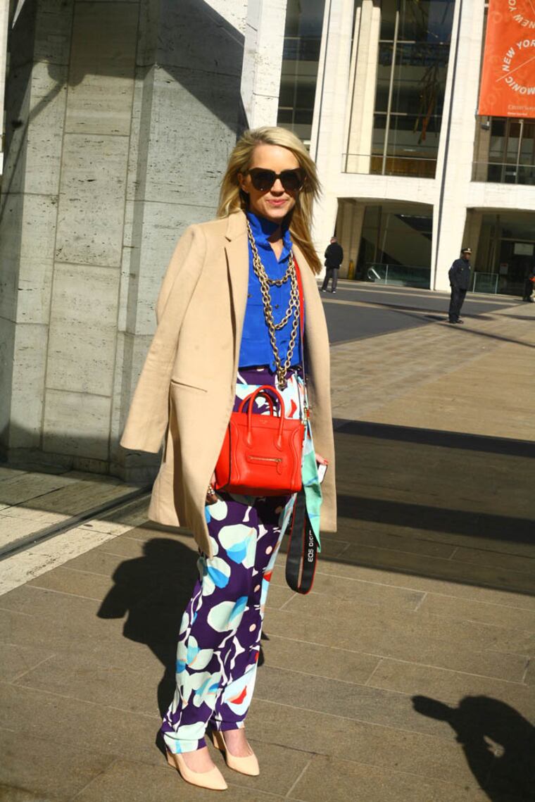 Camel Coat With Printed Trousers — Classy New York Style