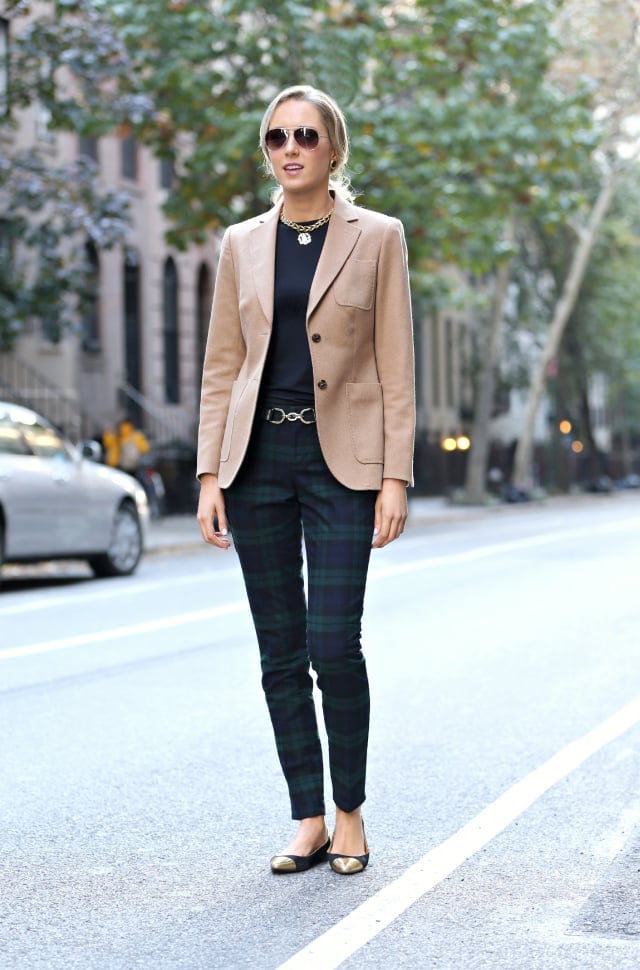 Camel Blazer With Plaid Trousers — Classy New York Style