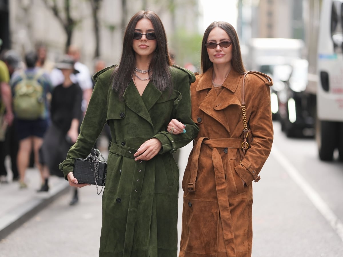 Matching Oversized Suede Trench Coats — Classy New York Style