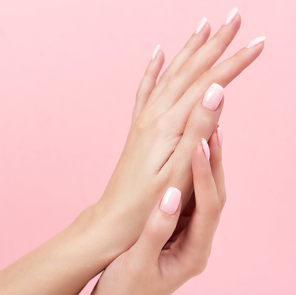 Milky Pale Pink Short Square Nails With Solid Color — Classy Nurse Nails