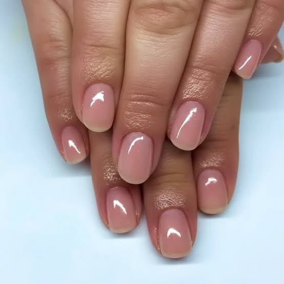 Sheer Milky Nude Short Square Nails, Office-Safe Version — Classy Nurse Nails