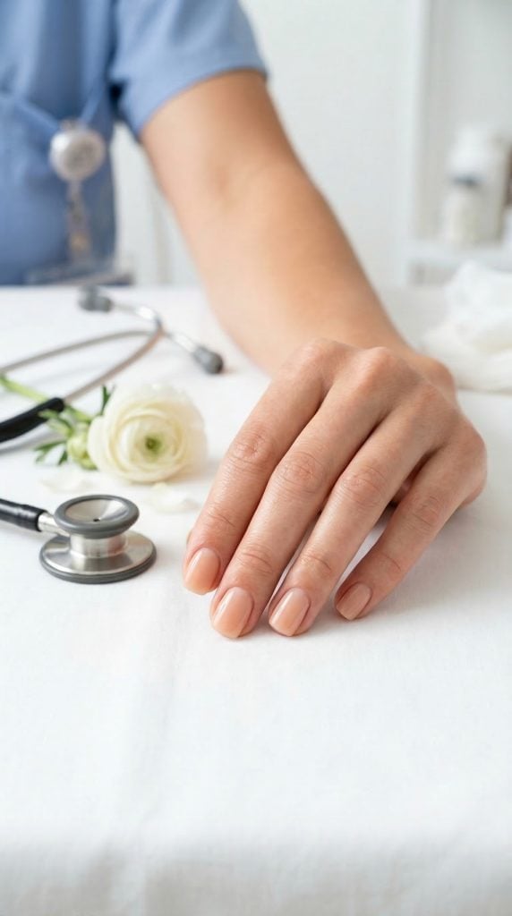 Milky Peach Almond Nails — Classy Nurse Nails