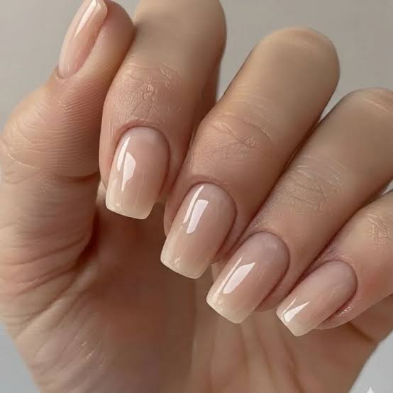 Sheer Milky Nude Short Square Nails — Classy Nurse Nails
