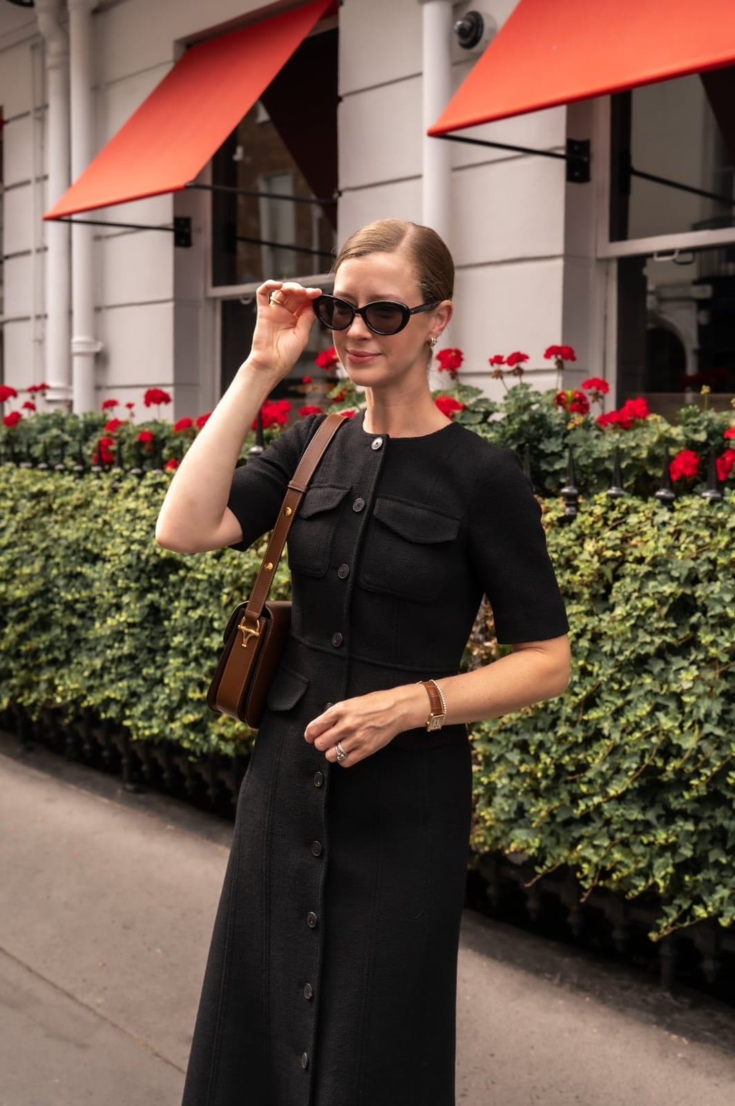 Textured Black Fitted Dress with Button Front Detail Textured Black Fitted Dress with Button Front Detail — Classy Office Dresses