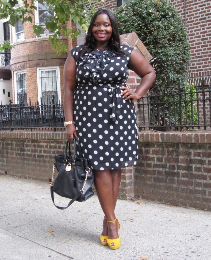 Navy Blue and White Polka Dot Fit and Flare Dress Navy Blue and White Polka Dot Fit and Flare Dress — Classy Office Dresses