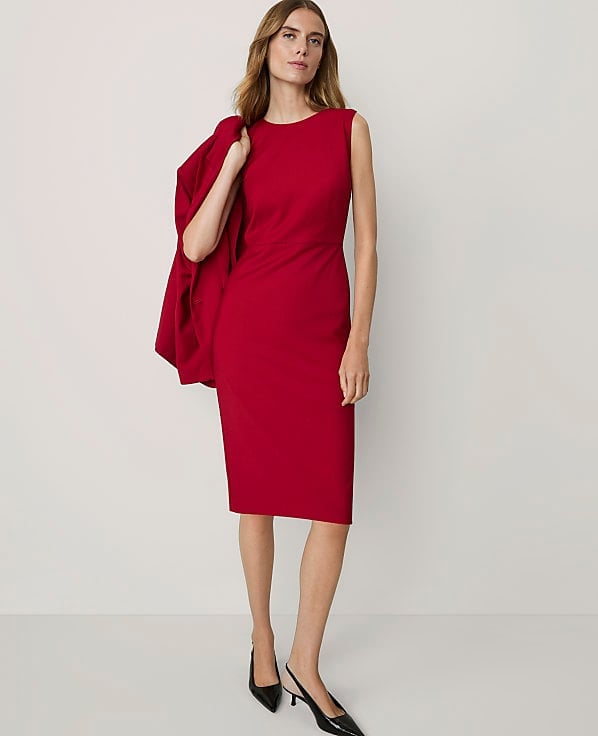Sleeveless Red Sheath Dress with Matching Blazer Sleeveless Red Sheath Dress with Matching Blazer — Classy Office Dresses