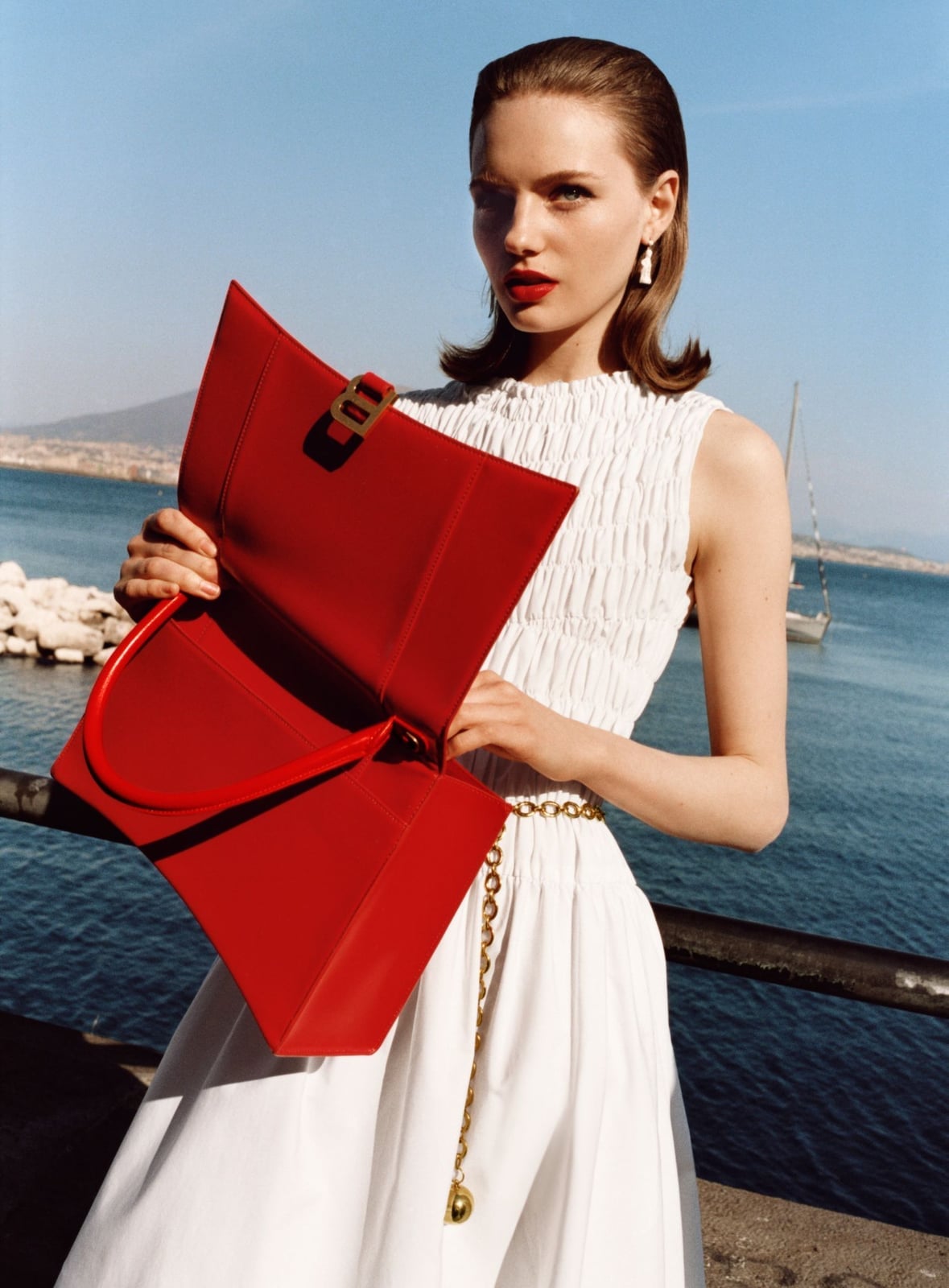 White Sleeveless Dress with Ruched Bodice and A-line Skirt White Sleeveless Dress with Ruched Bodice and A-line Skirt — Classy Office Dresses