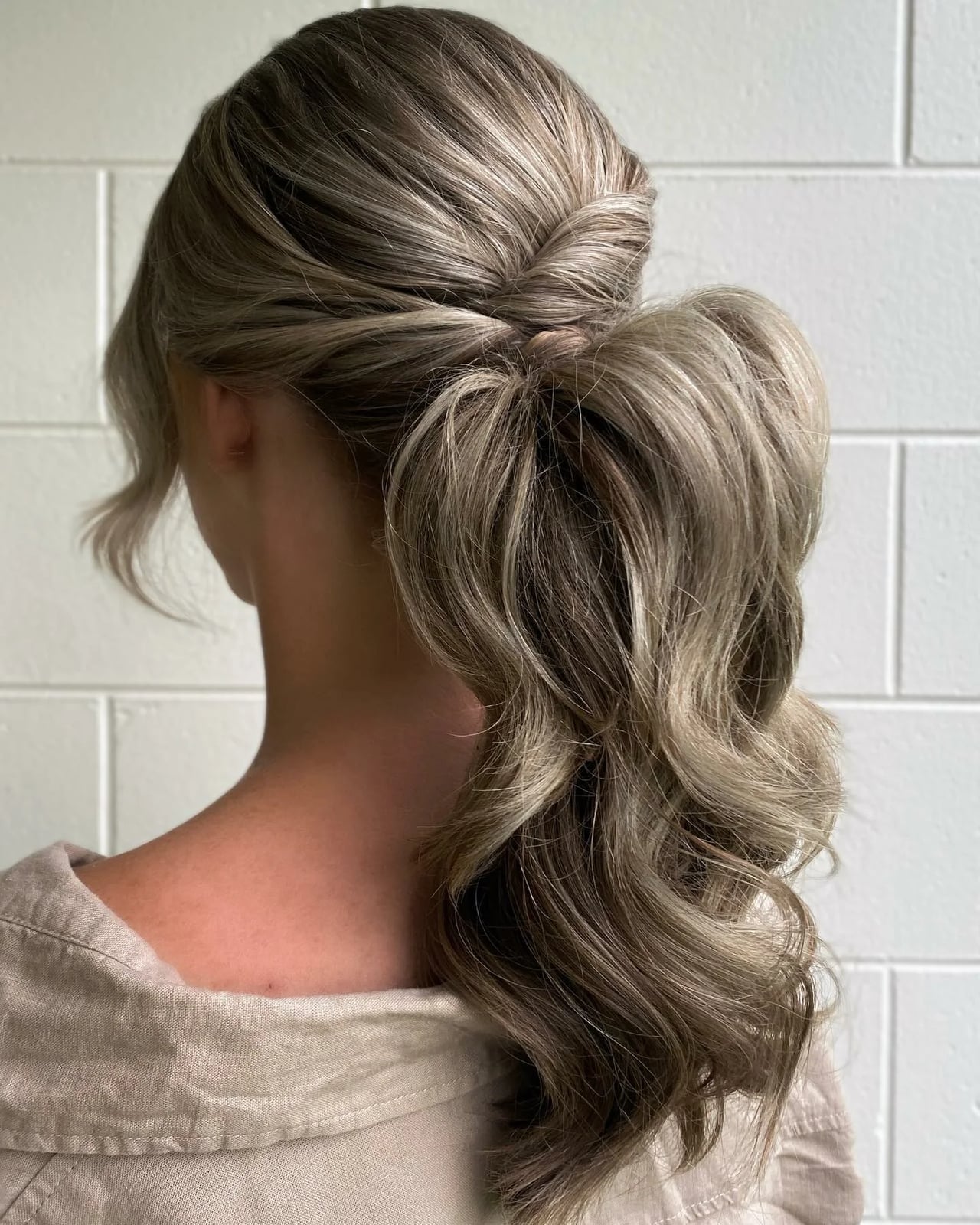 Ash Blonde Ponytail With Twisted Knot Detail — Classy Office Hairstyles