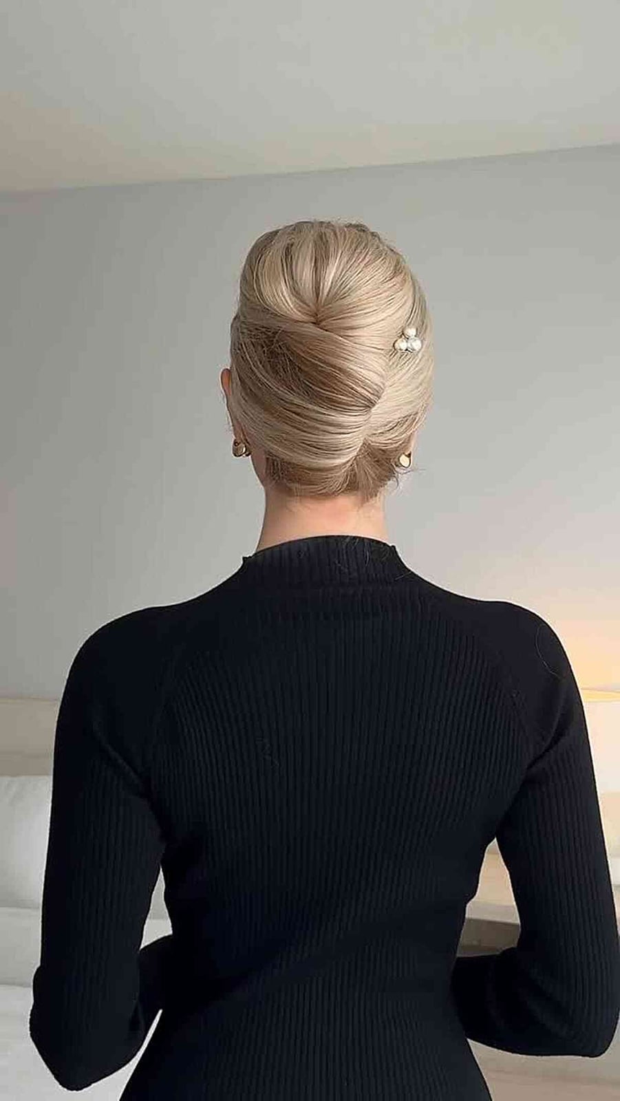 Twisted Ash Blonde Chignon With Pearl Pin — Classy Office Hairstyles