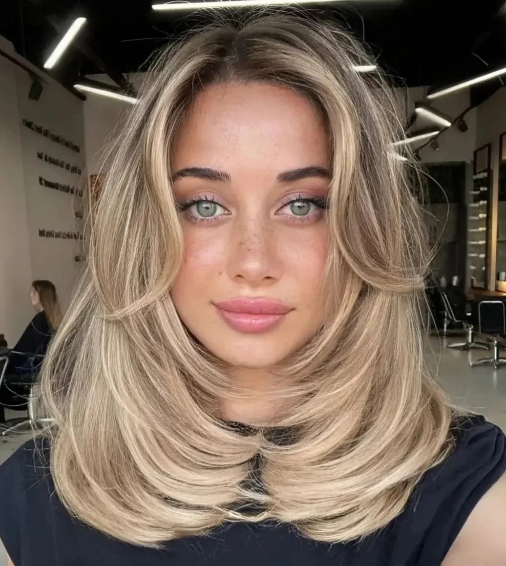 Blonde Collarbone Layers Middle Part Blonde Collarbone Layers Middle Part — Classy Old Money Haircuts