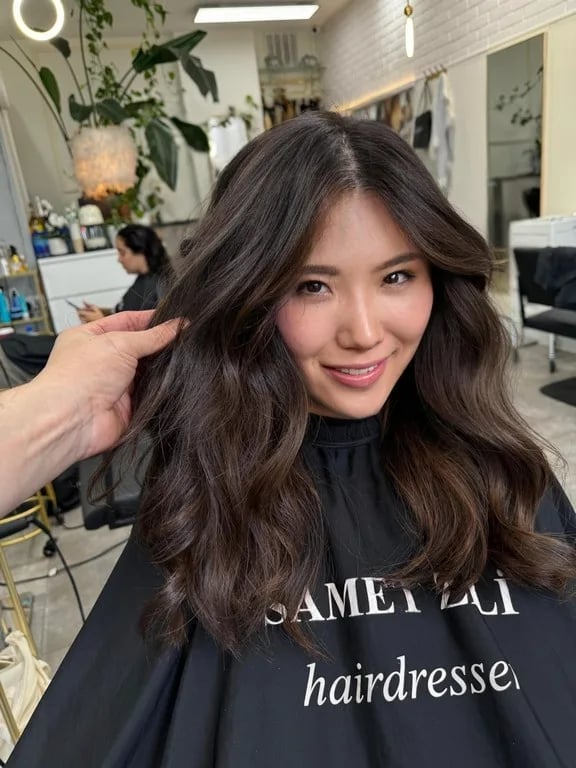 Dark Brown Collarbone Layers Curtain Bangs Dark Brown Collarbone Layers Curtain Bangs — Classy Old Money Haircuts