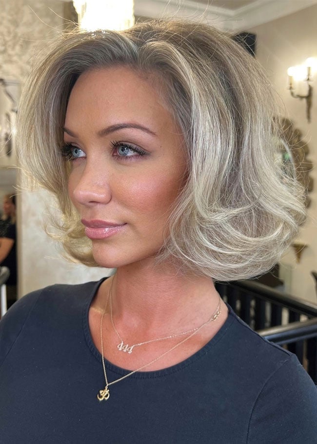 Ash Blonde Bob Soft Bouncy Curls Ash Blonde Bob Soft Bouncy Curls — Classy Old Money Haircuts