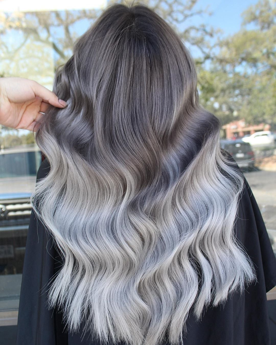 Mid-Back Ombre Dark Grey To Ash Blonde Mid-Back Ombre Dark Grey To Ash Blonde — Classy Ombre Hair