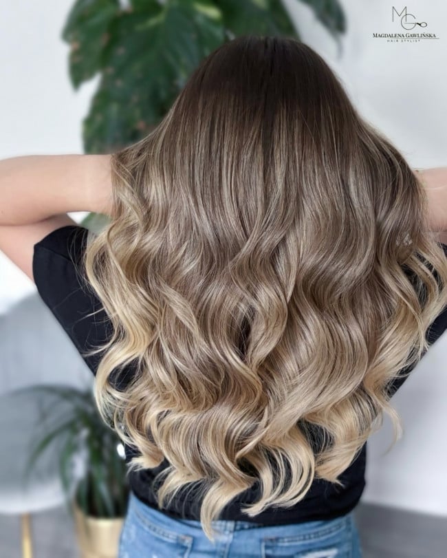 Mid-Back Ombre Dark Brown To Ash Blonde, Everyday Version Mid-Back Ombre Dark Brown To Ash Blonde, Everyday Version — Classy Ombre Hair