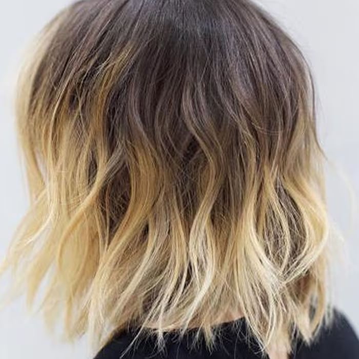 Collarbone Lob Dark Brown To Blonde Air Dried Waves Collarbone Lob Dark Brown To Blonde Air Dried Waves — Classy Ombre Hair