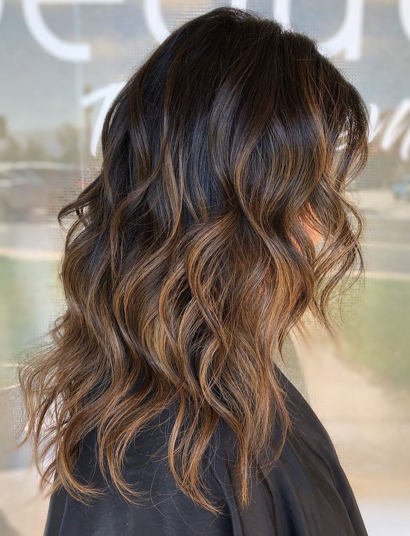 Collarbone Ombre Dark Brown To Caramel Blonde, Middle Collarbone Ombre Dark Brown To Caramel Blonde, Middle — Classy Ombre Hair
