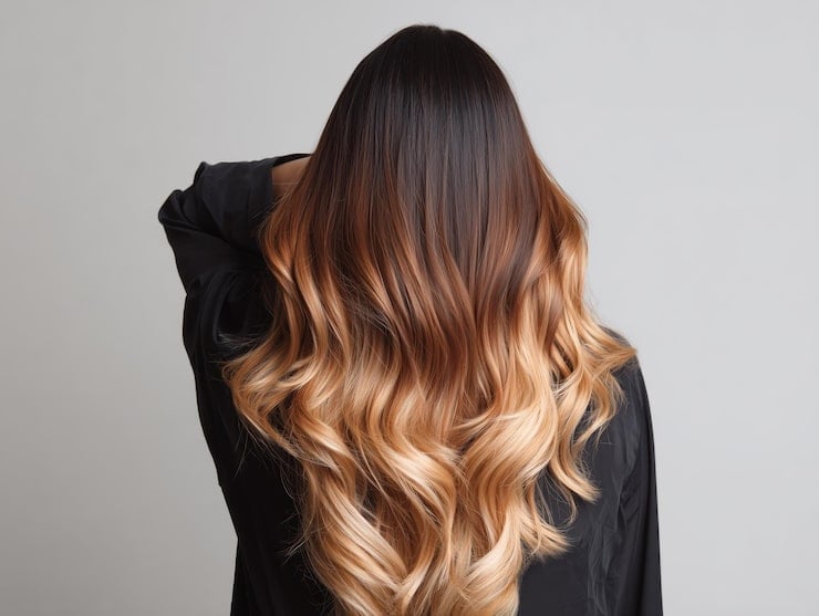 Mid-Back Length Ombre Dark Brown To Golden Blonde With Wavy And Thick Mid-Back Length Ombre Dark Brown To Golden Blonde With Wavy And Thick — Classy Ombre Hair
