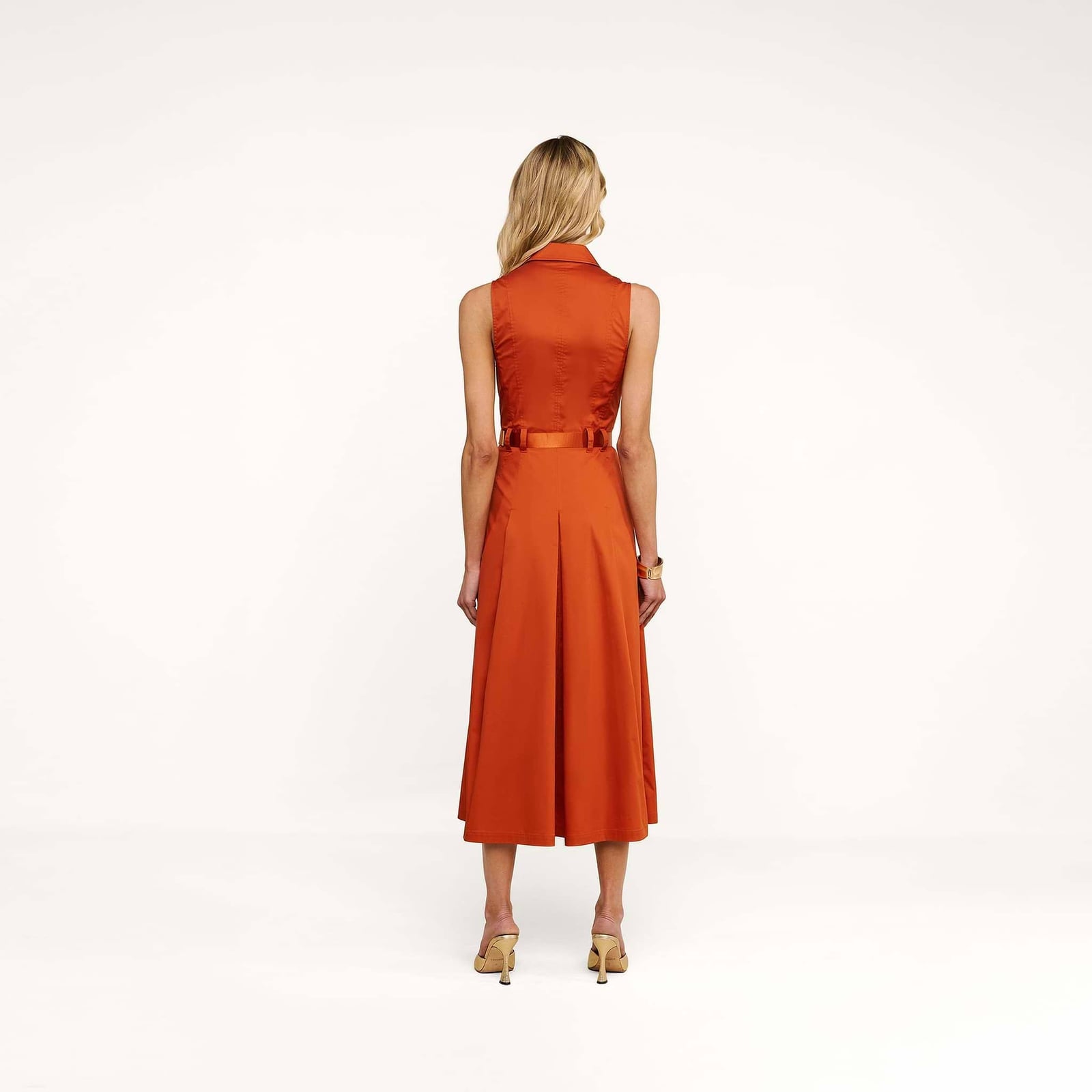 Orange Shirt Dress with Pleated Skirt Orange Shirt Dress with Pleated Skirt — Classy Orange Outfits