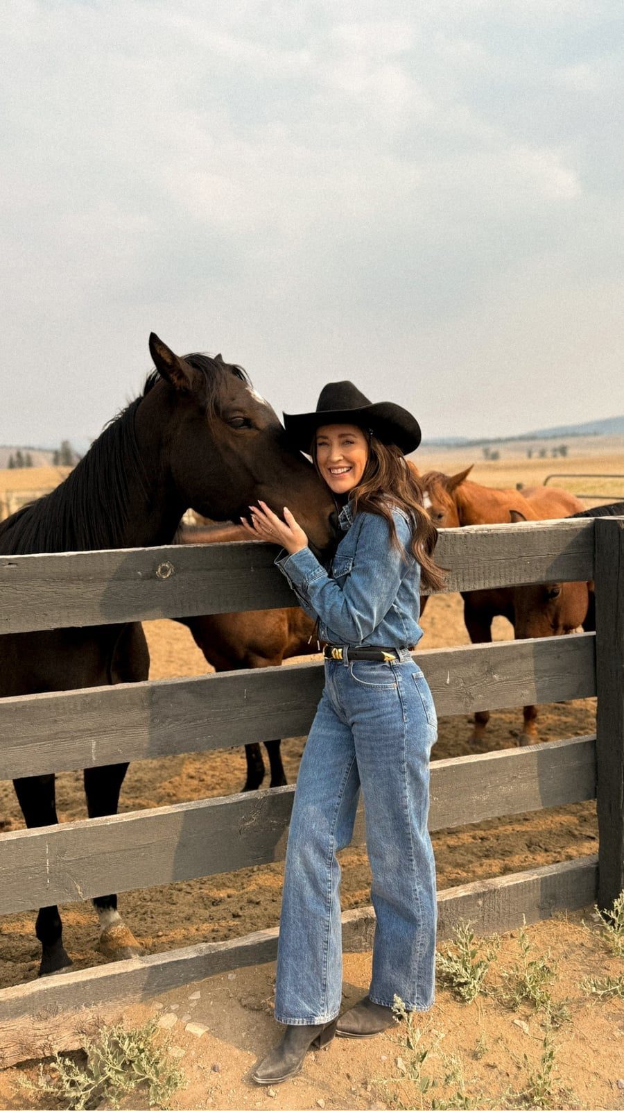 Denim On Denim With Grey Brown Cowboy Boots — Classy Outfits with Cowboy Boots