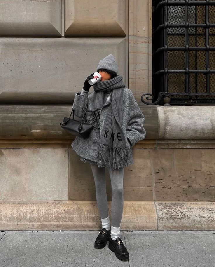 Monochromatic Grey With Grey Tights — Classy Outfits with Tights