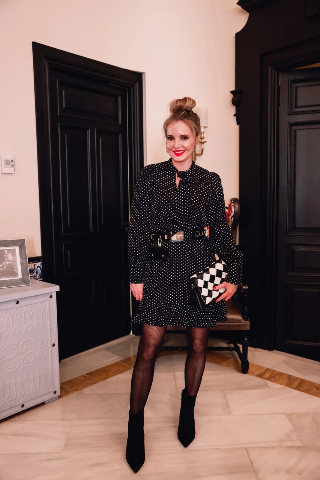 Polka Dot Dress With Black Tights and Fit And Flare — Classy Outfits with Tights