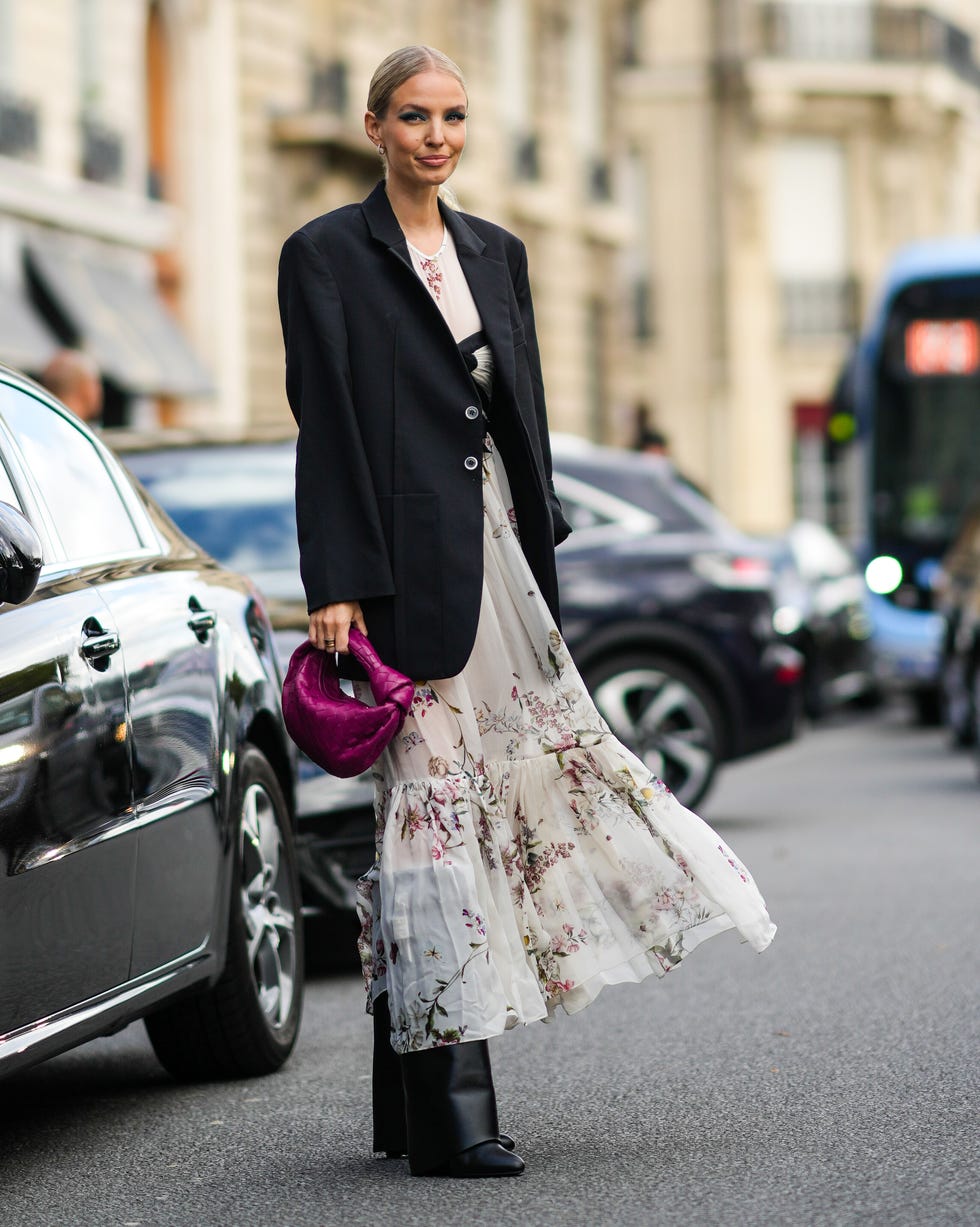 Black Oversized Blazer with Floral Maxi Dress Black Oversized Blazer with Floral Maxi Dress — Classy Paris Outfits