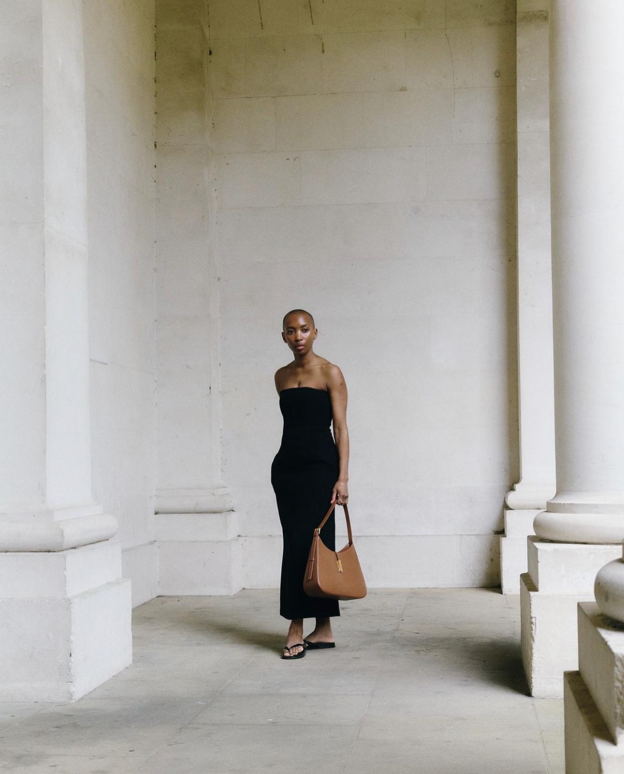 A Strapless Black Top with Straight-Leg Trousers A Strapless Black Top with Straight-Leg Trousers — Classy Paris Outfits