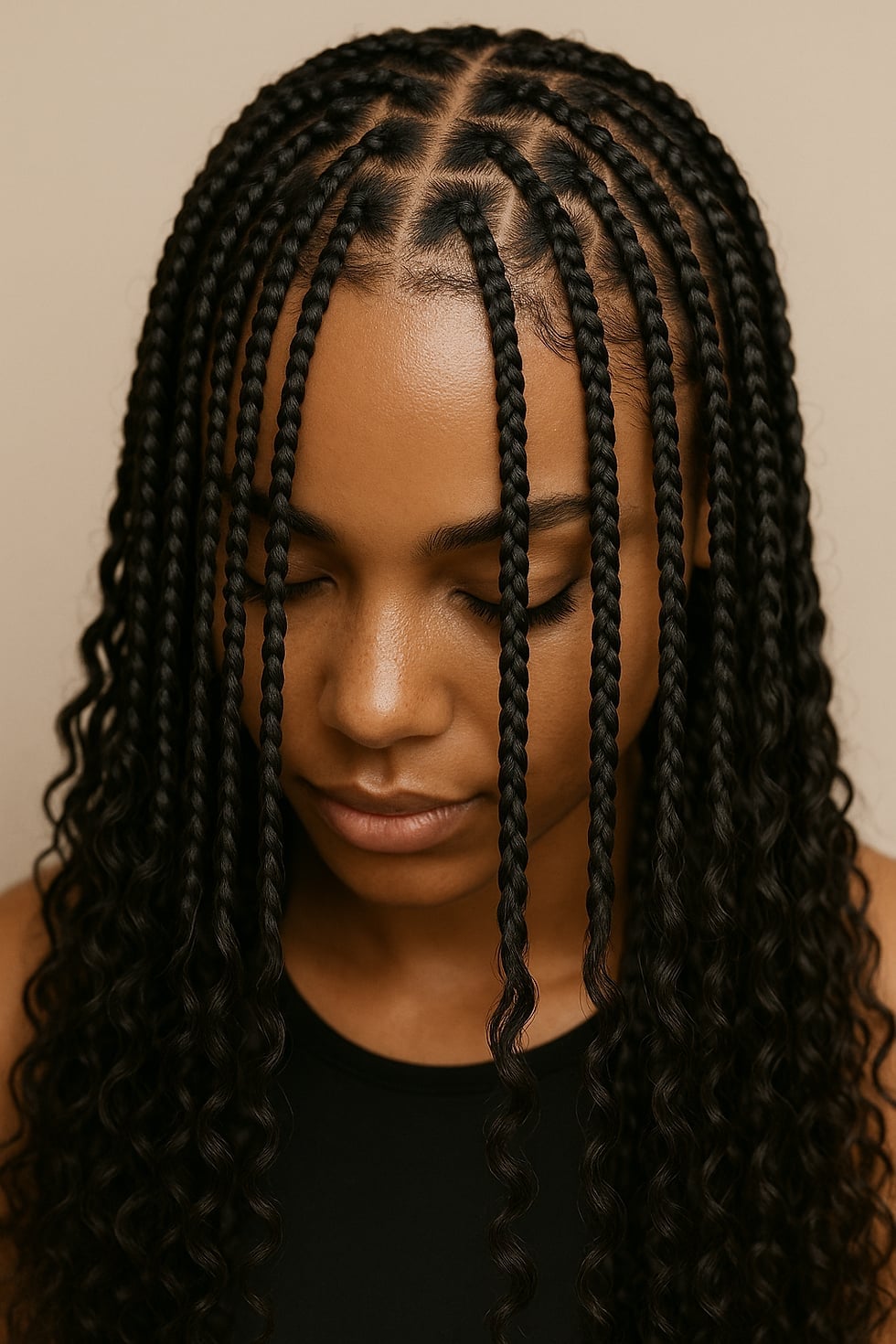 Mid-Back Box Braids With Neat Middle Parting Mid-Back Box Braids With Neat Middle Parting — Classy Parting Braids