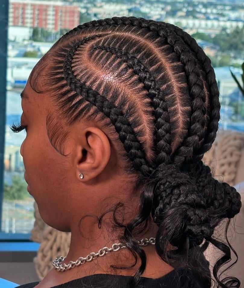 Heart-Shaped Cornrows Into Low Bun Heart-Shaped Cornrows Into Low Bun — Classy Parting Braids