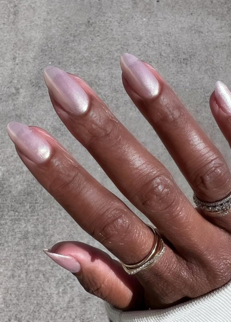 Nude Base White French Tips with Pearl Border Nude Base White French Tips with Pearl Border — Classy Pearl Nails