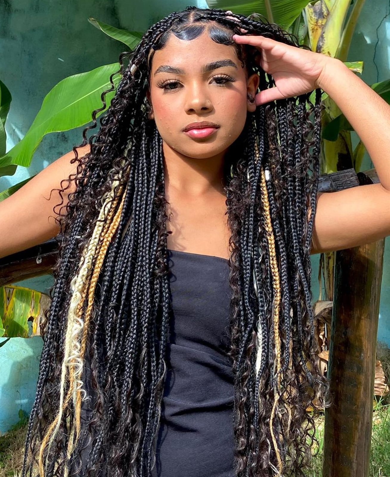 Black Box Braids With Amber Beads Black Box Braids With Amber Beads — Classy Peekaboo Braids