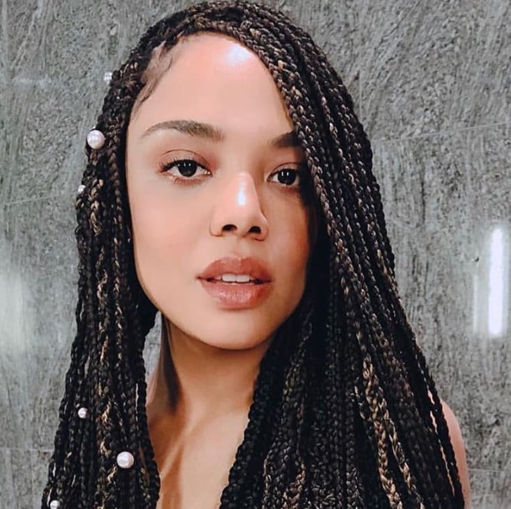 Long Dark Brown Braids With Pearls Long Dark Brown Braids With Pearls — Classy Peekaboo Braids