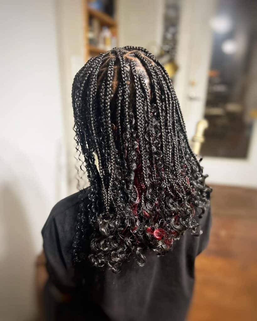 Collarbone Box Braids With Curly Ends Collarbone Box Braids With Curly Ends — Classy Peekaboo Braids