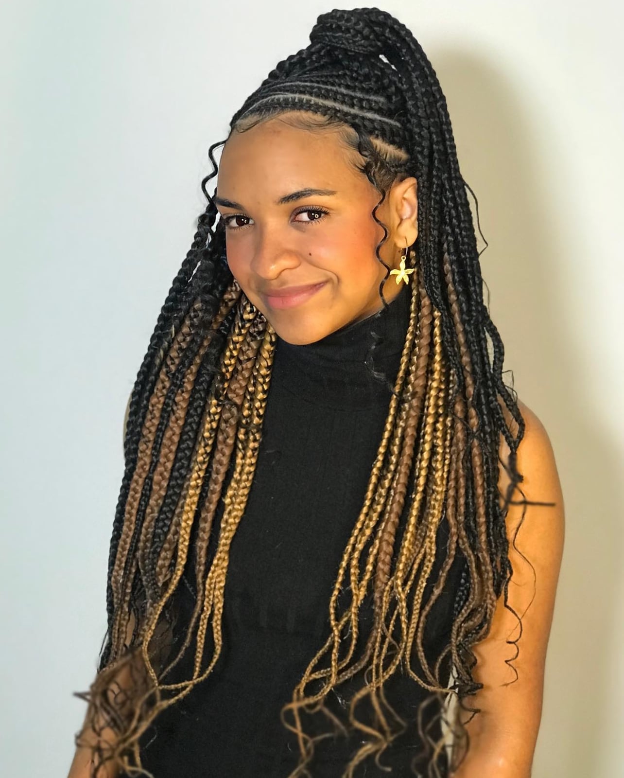 Black And Blonde Braids With Curly Ends Black And Blonde Braids With Curly Ends — Classy Peekaboo Braids