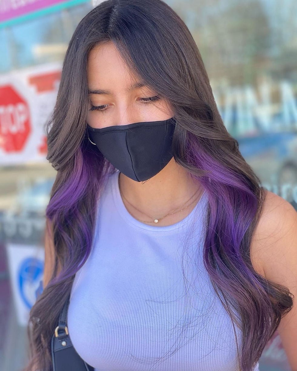 Collarbone Layers With Face-Framing And Purple Peekaboo — Classy Peekaboo Hair