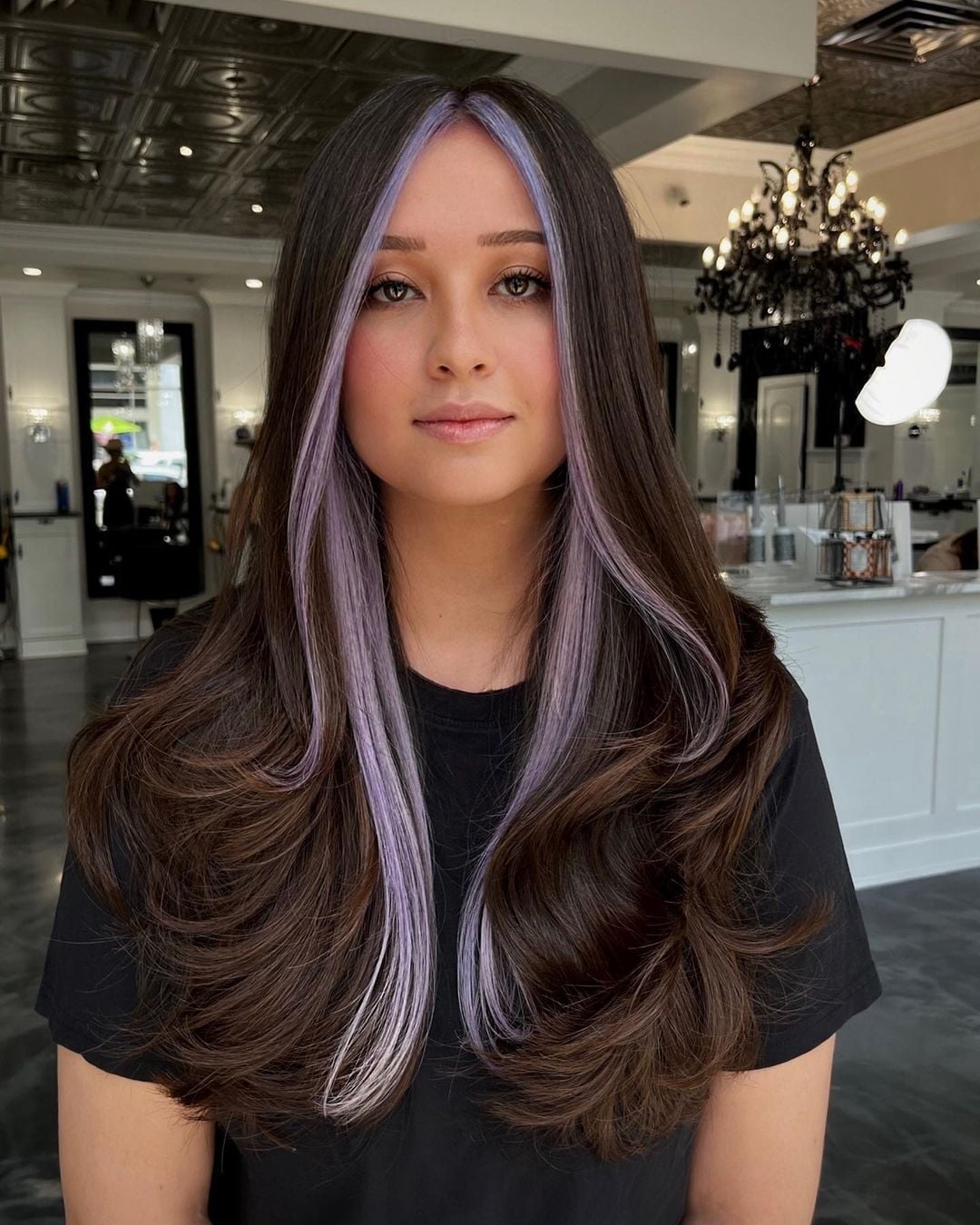 Mid-Back Layers With Light Purple Peekaboo — Classy Peekaboo Hair