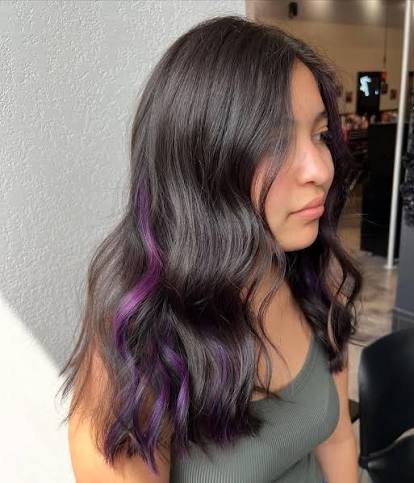 Shoulder Layers With Purple Peekaboo Highlights — Classy Peekaboo Hair