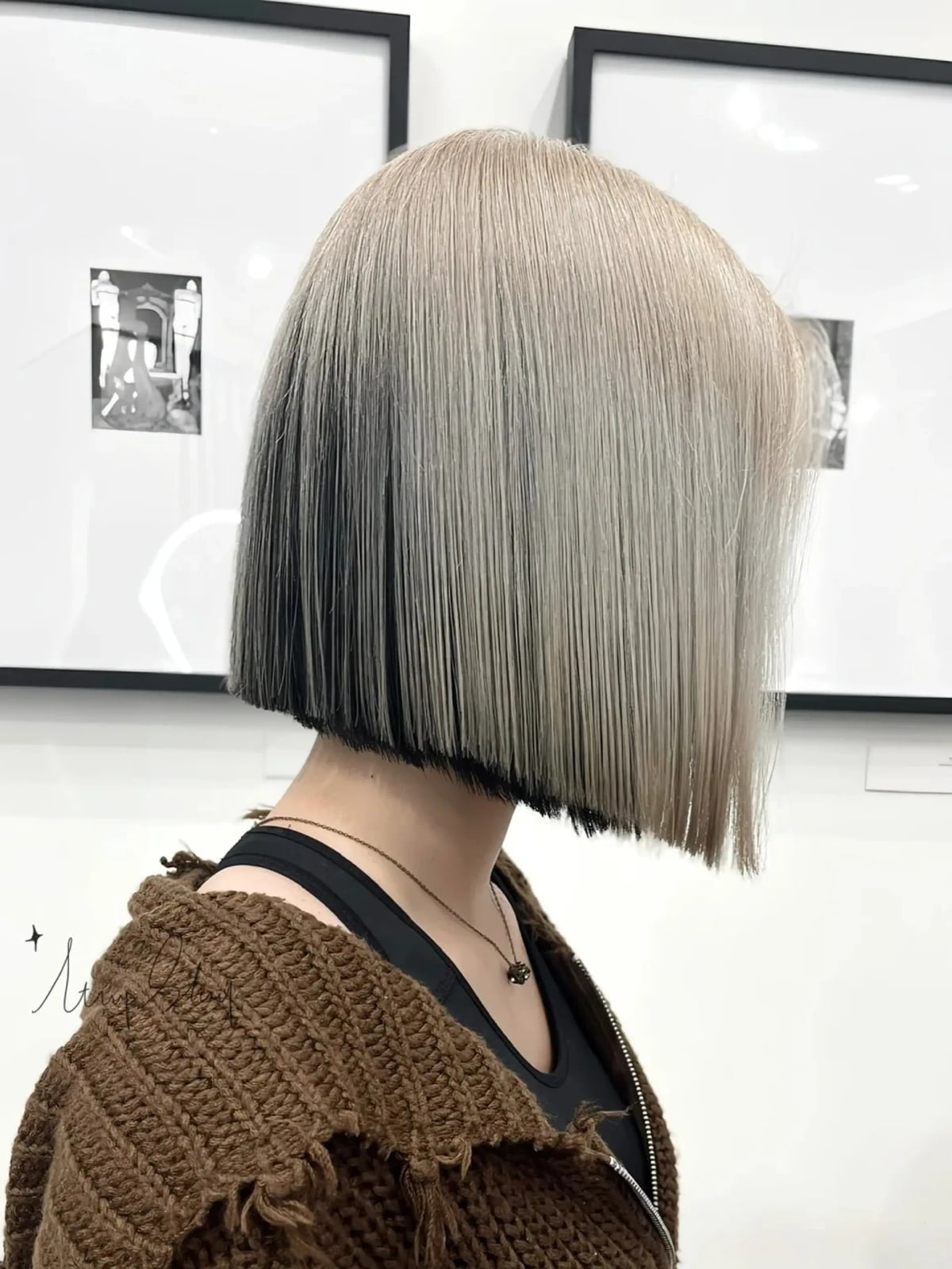 Chin Blunt Bob With Black Underlayer Peekaboo — Classy Peekaboo Hair