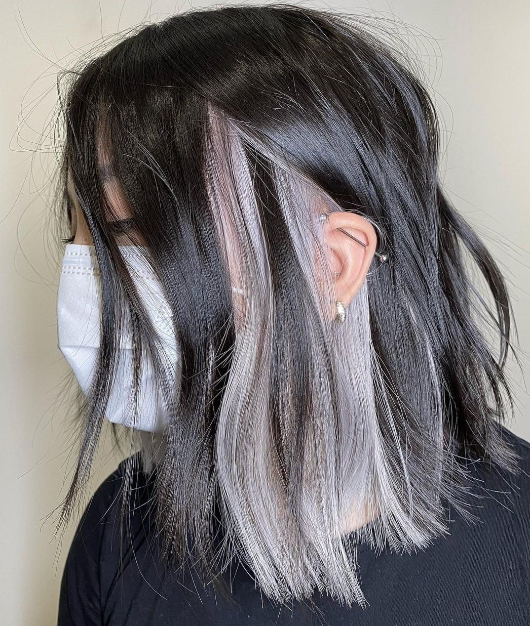 Collarbone Waves With Silver-Grey Peekaboo — Classy Peekaboo Hair