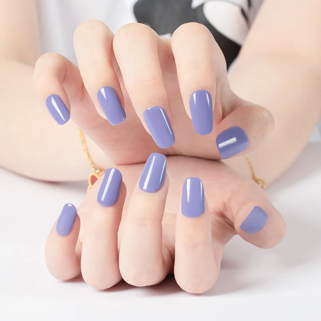 Solid Glossy Periwinkle Short Square Nails Solid Glossy Periwinkle Short Square Nails — Classy Periwinkle Nails