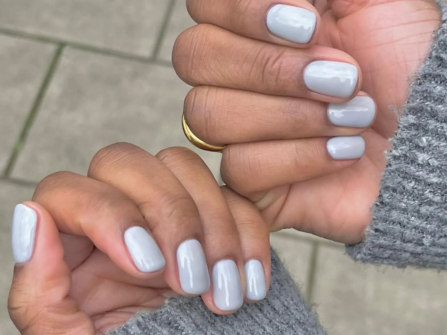 Light Grey Blue Undertone Short Square Light Grey Blue Undertone Short Square — Classy Periwinkle Nails